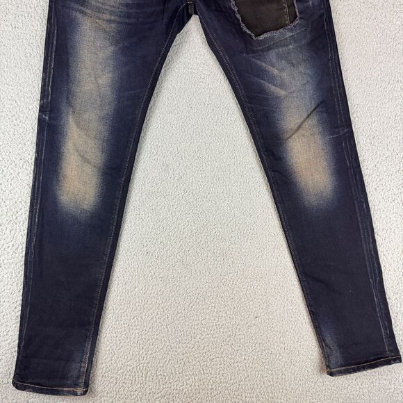 Diesel Men's Skinny Jeans - Dark Blue with Black Patch - Picture 5 of 15